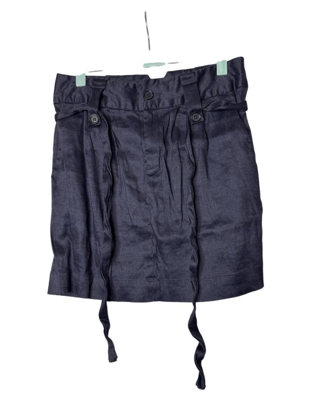 Banana Republic Factory Straight Skirt 2 Above Knee Paperbag Belted Navy Blue
